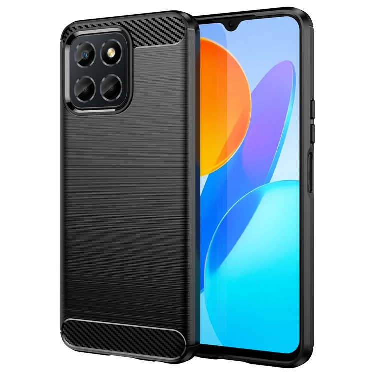 Capa 4G For Honor X6 Flexível TPU Textura de fibra de carbono Capa de telefone - Preto 