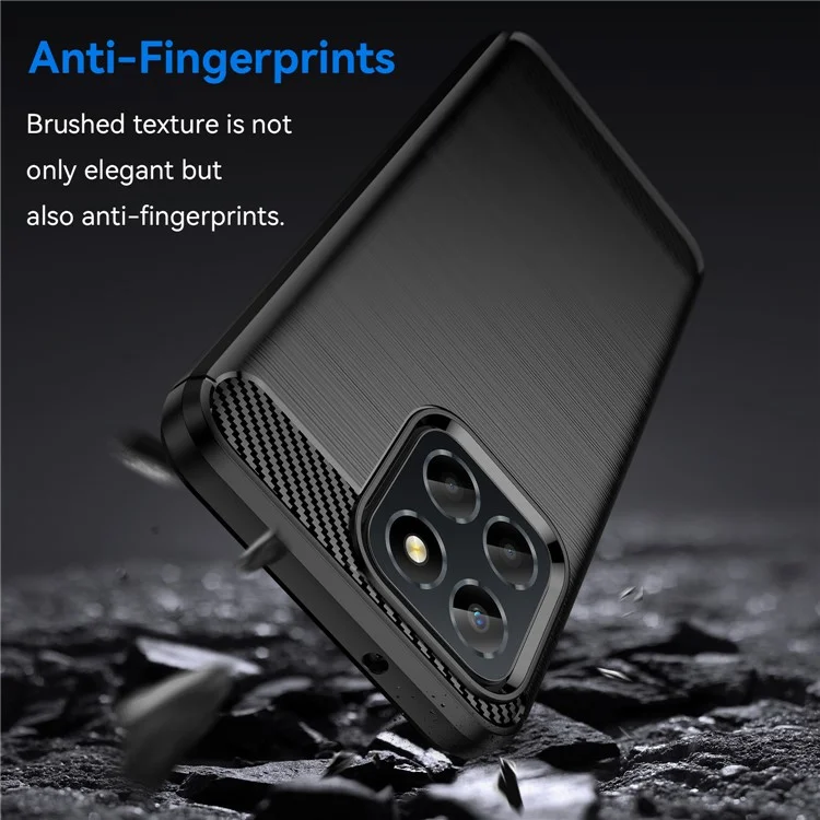Capa 4G For Honor X6 Flexível TPU Textura de fibra de carbono Capa de telefone - Preto 