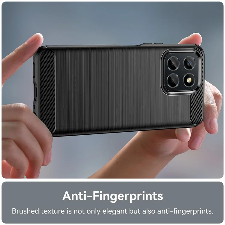 Capa 4G For Honor X6 Flexível TPU Textura de fibra de carbono Capa de telefone - Preto 