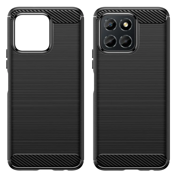 Capa 4G For Honor X6 Flexível TPU Textura de fibra de carbono Capa de telefone - Preto 