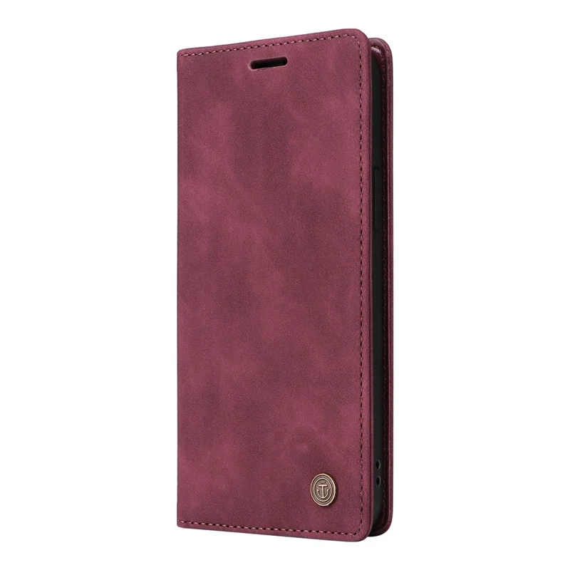 006 Series For Samsung Galaxy S23 Ultra Leather Case Phone Wallet Cover with Sucker Closure - Wine Red