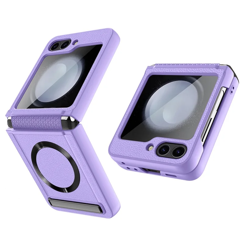 Para Samsung Galaxy Z Flip5 5G Kickstand Case Hard PC Phone Cover Compatível com MagSafe - Roxo