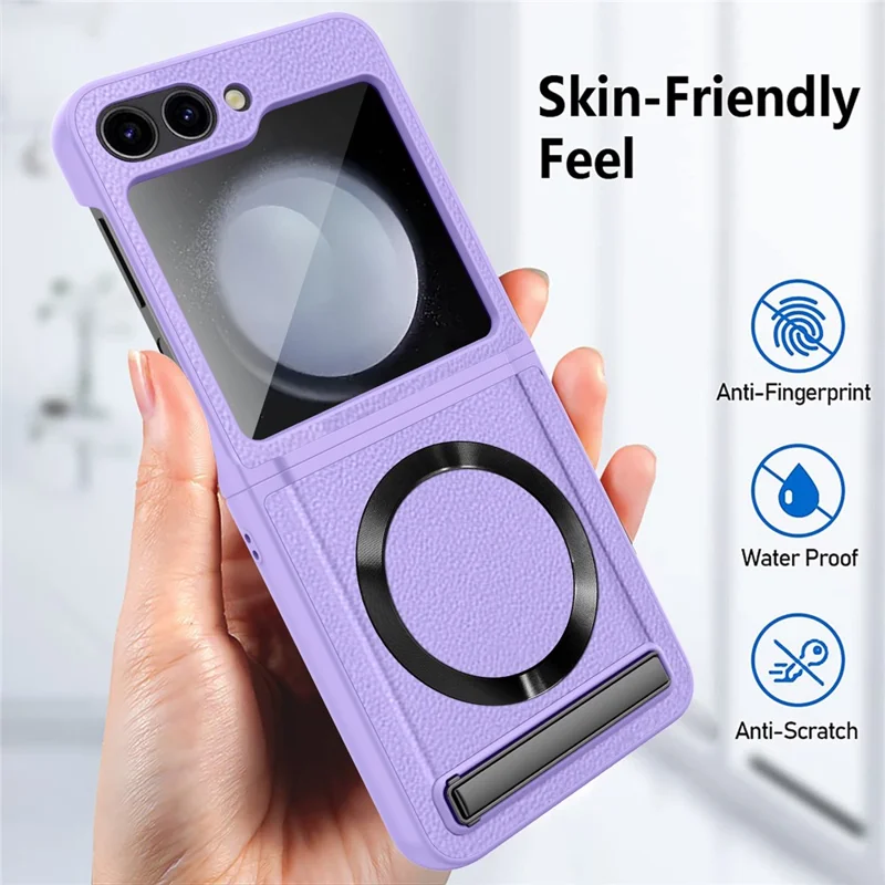 Para Samsung Galaxy Z Flip5 5G Kickstand Case Hard PC Phone Cover Compatível com MagSafe - Roxo