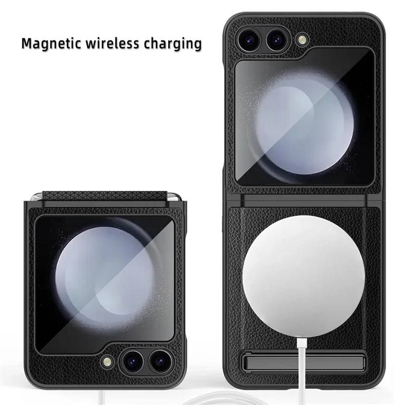 Para Samsung Galaxy Z Flip5 5G Kickstand Case Hard PC Phone Cover Compatível com MagSafe - Roxo