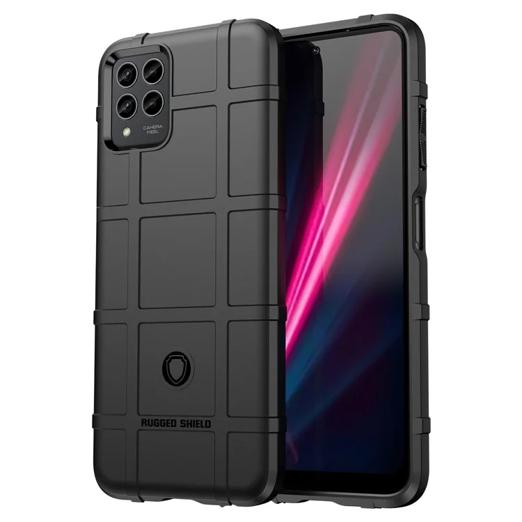Funda para T-Mobile REVVL 6X Pro / T Phone Pro 5G Antiarañazos Textura de rejilla cuadrada TPU Carcasa Protectora - Negro