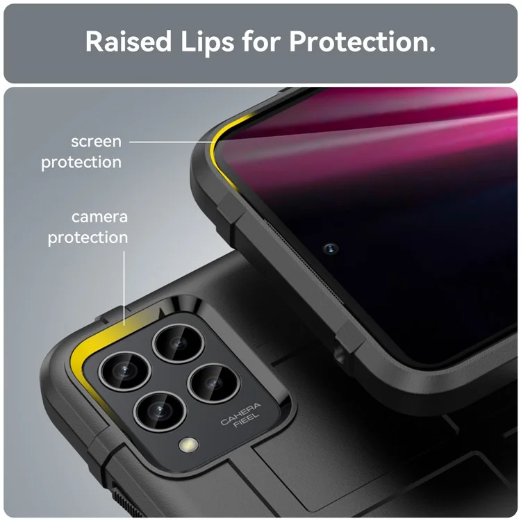 Funda para T-Mobile REVVL 6X Pro / T Phone Pro 5G Antiarañazos Textura de rejilla cuadrada TPU Carcasa Protectora - Negro