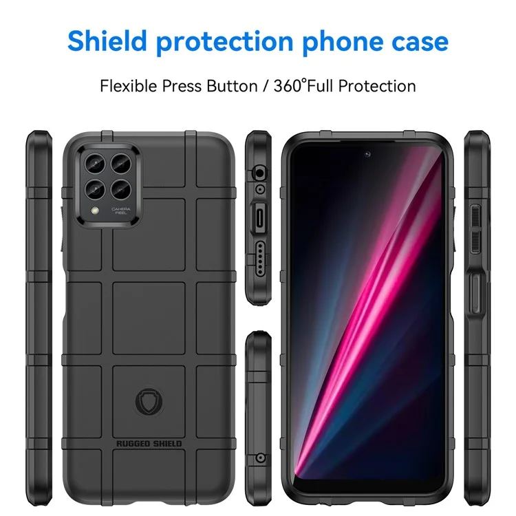 Funda para T-Mobile REVVL 6X Pro / T Phone Pro 5G Antiarañazos Textura de rejilla cuadrada TPU Carcasa Protectora - Negro