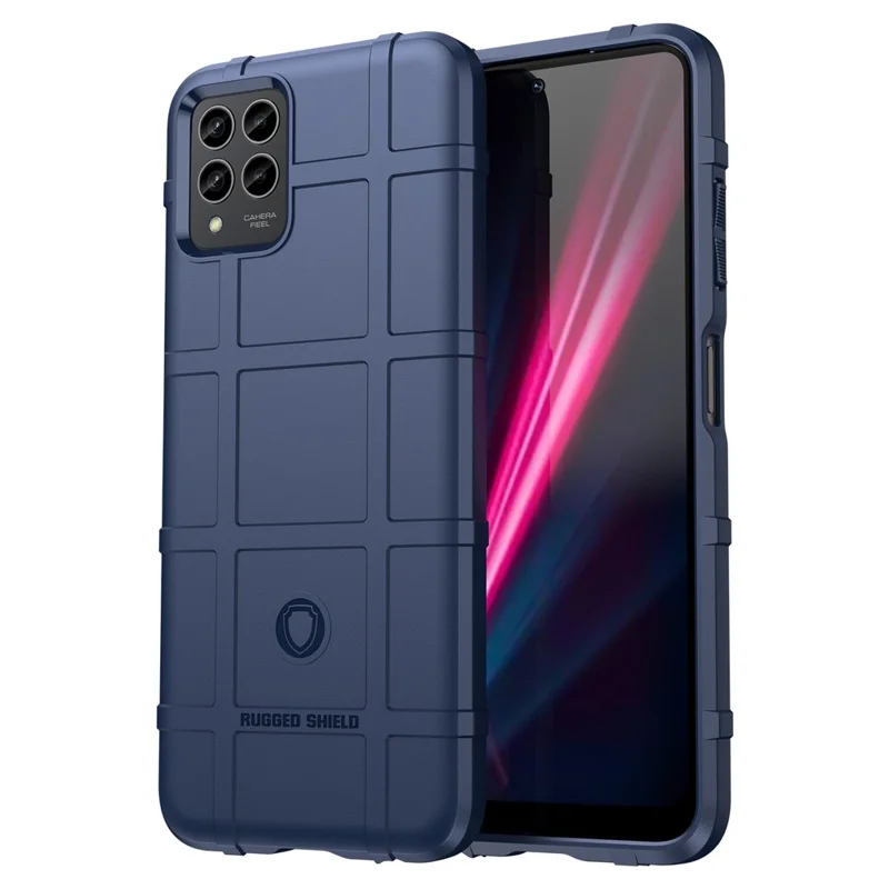 For T-Mobile REVVL 6X Pro / T Phone Pro 5G Case Anti-Scratch Square Grid Texture TPU Shell Phone Cover - Blue
