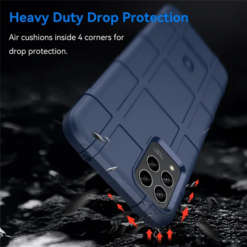 For T-Mobile REVVL 6X Pro / T Phone Pro 5G Case Anti-Scratch Square Grid Texture TPU Shell Phone Cover - Blue