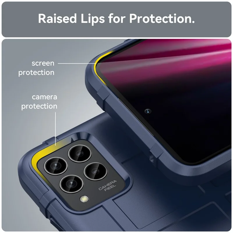 For T-Mobile REVVL 6X Pro / T Phone Pro 5G Case Anti-Scratch Square Grid Texture TPU Shell Phone Cover - Blue