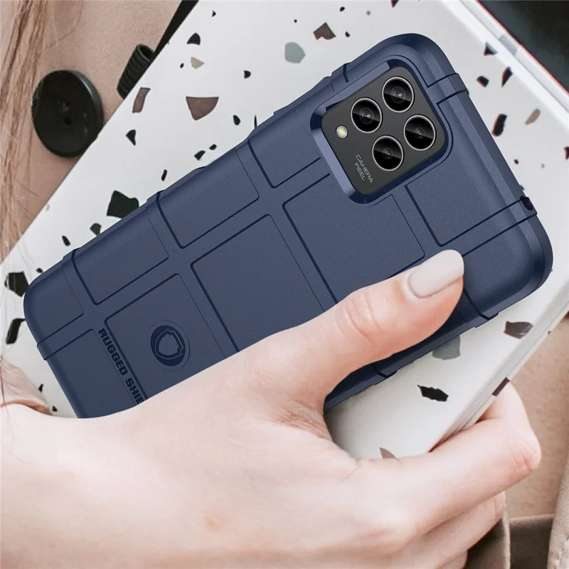 For T-Mobile REVVL 6X Pro / T Phone Pro 5G Case Anti-Scratch Square Grid Texture TPU Shell Phone Cover - Blue