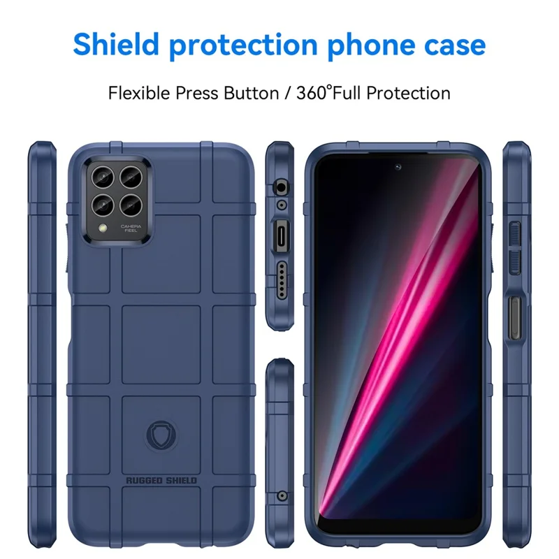 For T-Mobile REVVL 6X Pro / T Phone Pro 5G Case Anti-Scratch Square Grid Texture TPU Shell Phone Cover - Blue