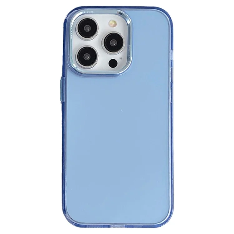 For iPhone 15 Pro Max Case Aluminium Alloy Lens Frame TPU+PC Phone Cover - Blue