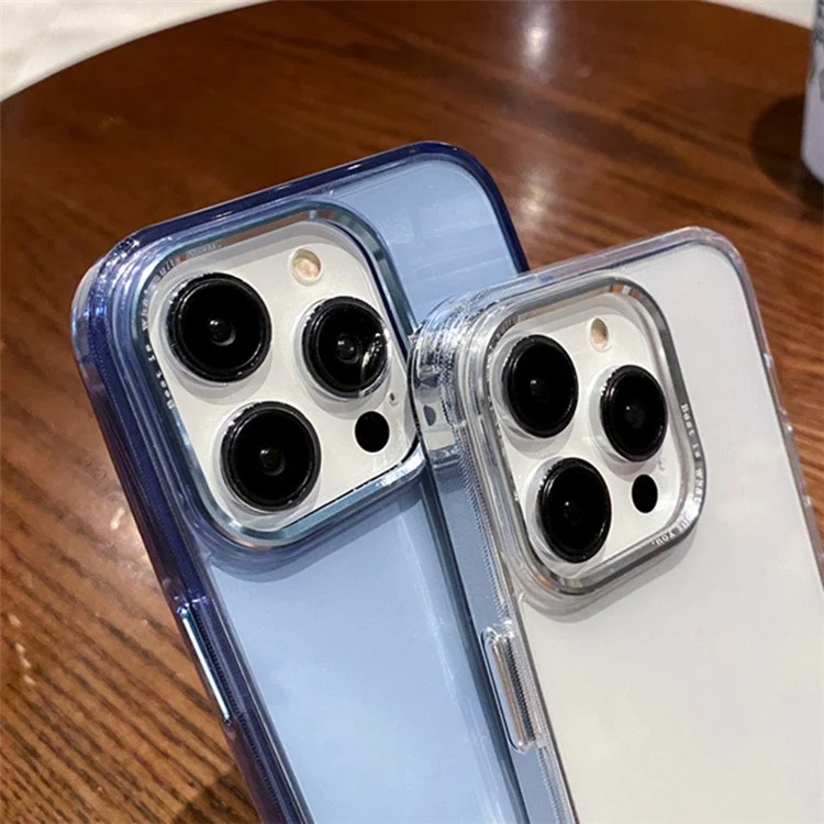For iPhone 15 Pro Max Case Aluminium Alloy Lens Frame TPU+PC Phone Cover - Blue