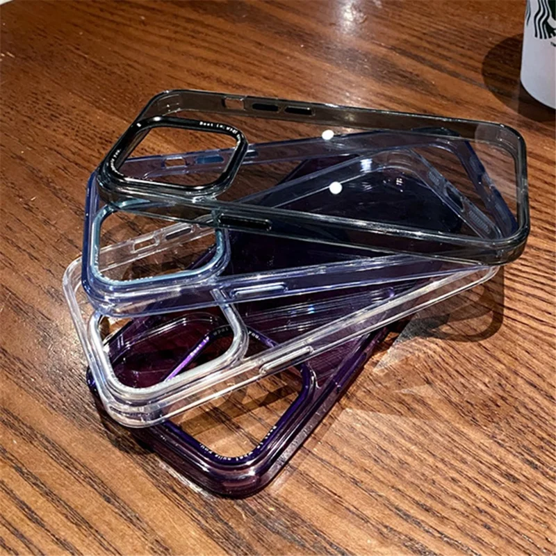 For iPhone 15 Pro Max Case Aluminium Alloy Lens Frame TPU+PC Phone Cover - Blue
