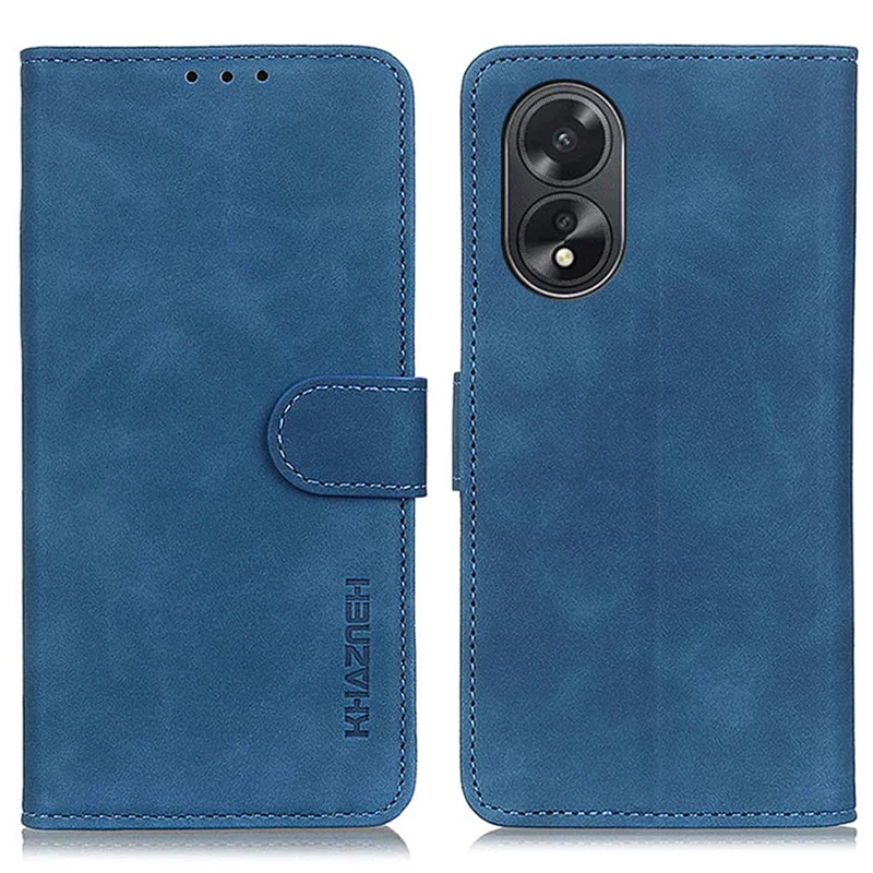 KHAZNEH Pour Oppo A38 4G Étui Anti-Rayures Texture Rétro Support Housse en Cuir - Bleu