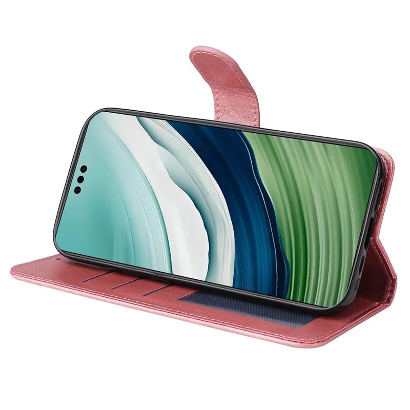 For Huawei Mate 60 Case Calf Texture Wallet Stand PU Leather Slim-fit Phone Cover - Pink