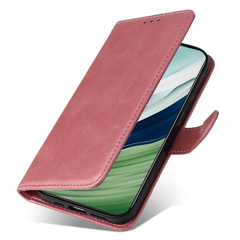 For Huawei Mate 60 Case Calf Texture Wallet Stand PU Leather Slim-fit Phone Cover - Pink