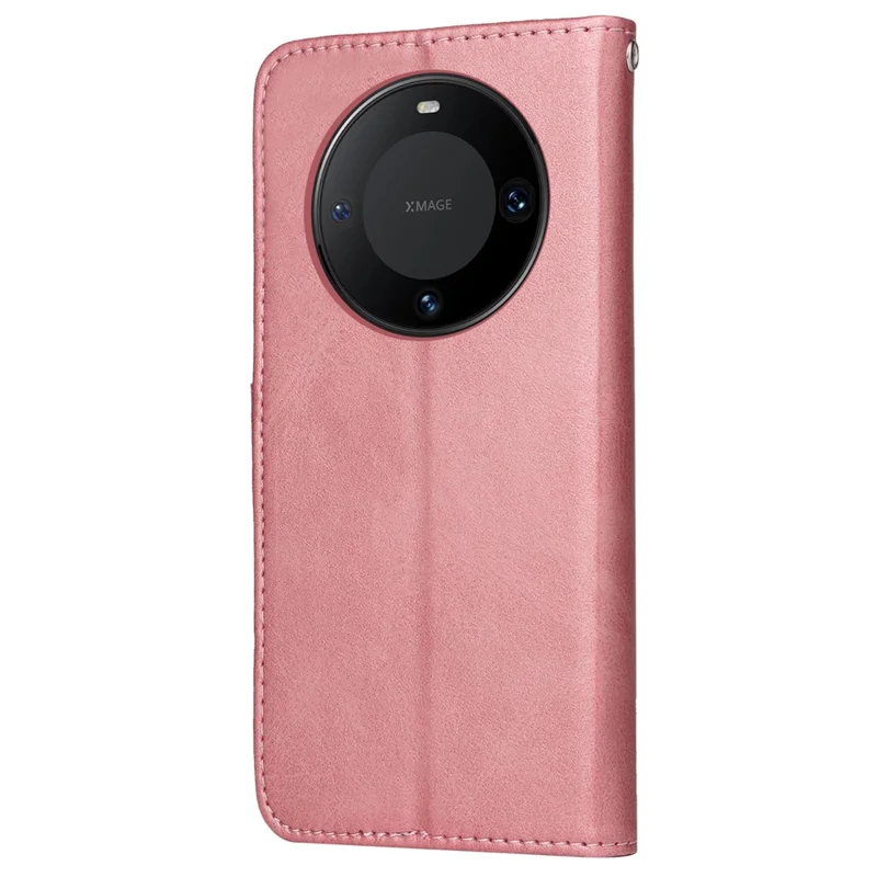 For Huawei Mate 60 Case Calf Texture Wallet Stand PU Leather Slim-fit Phone Cover - Pink