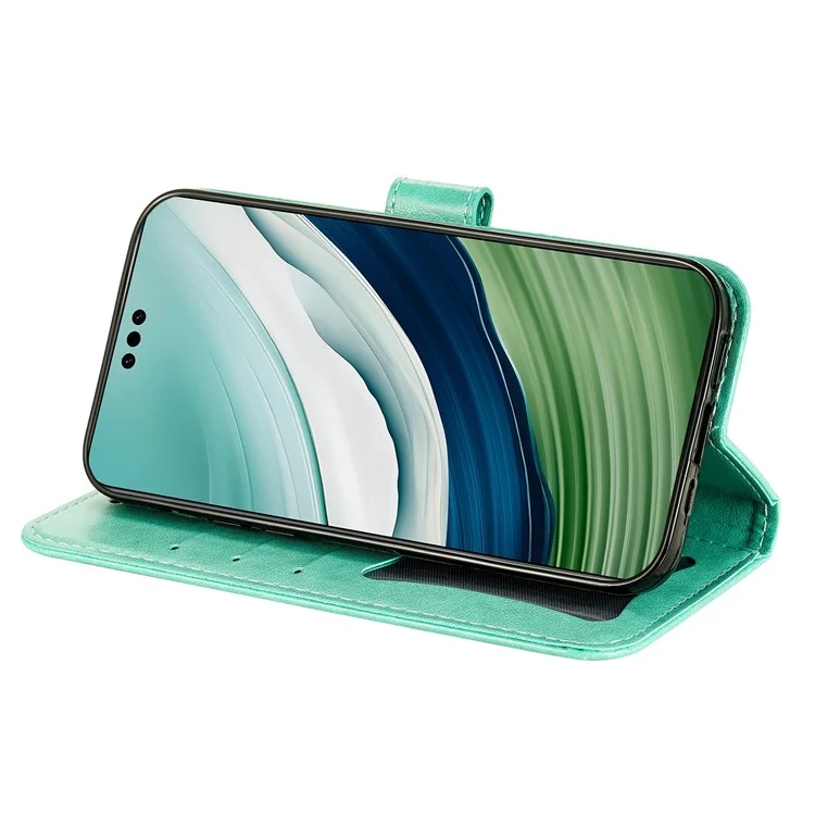 For Huawei Mate 60 Case Floral Pattern PU Leather Wallet Stand Phone Cover - Green