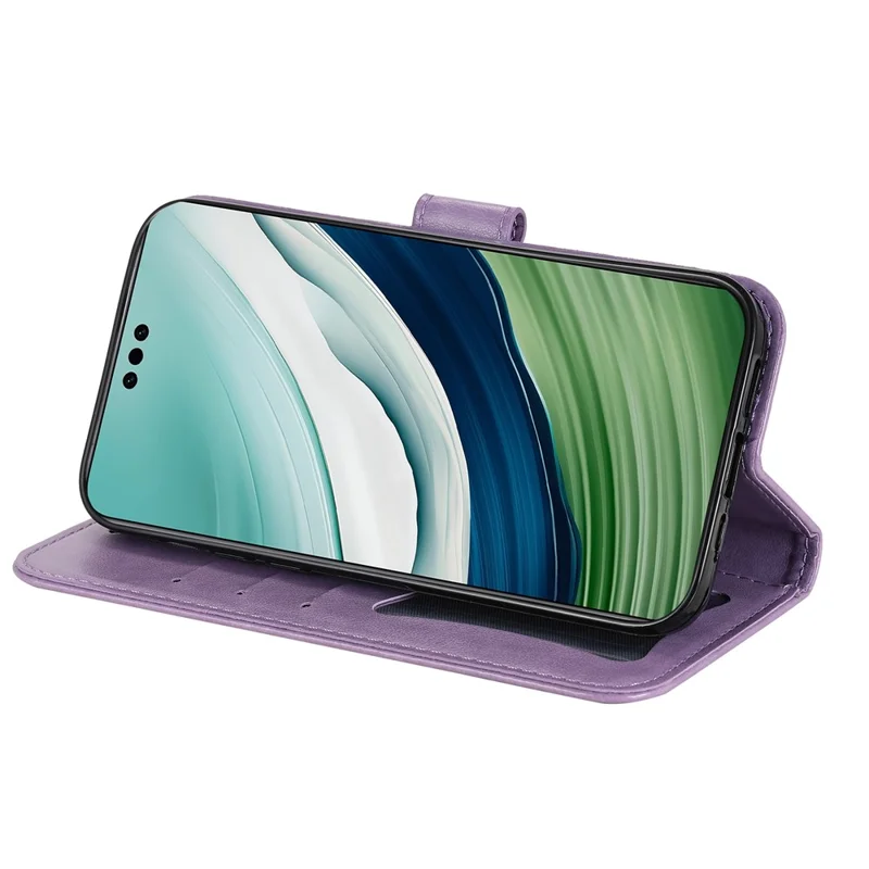 For Huawei Mate 60 Case Floral Pattern PU Leather Wallet Stand Phone Cover - Purple