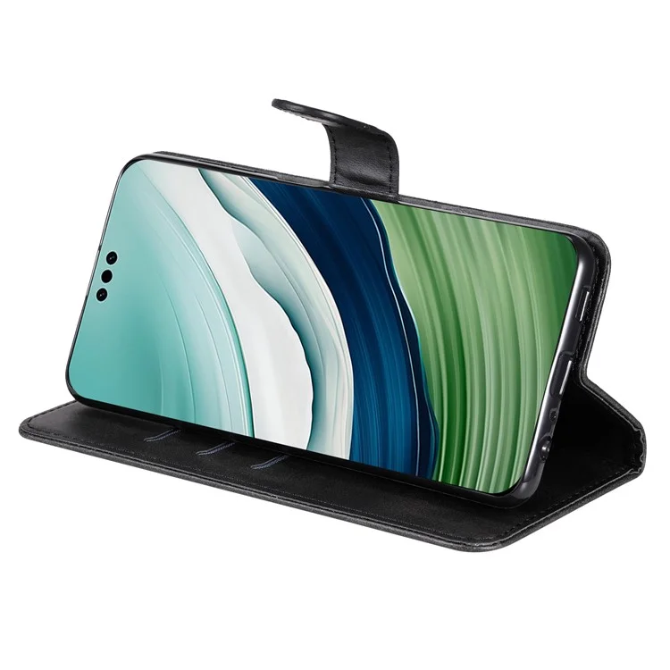Pour Huawei Mate 60 Case Anti-Scratch Shell Zipper Pocket Wallet Stand Phone Cover - Noir