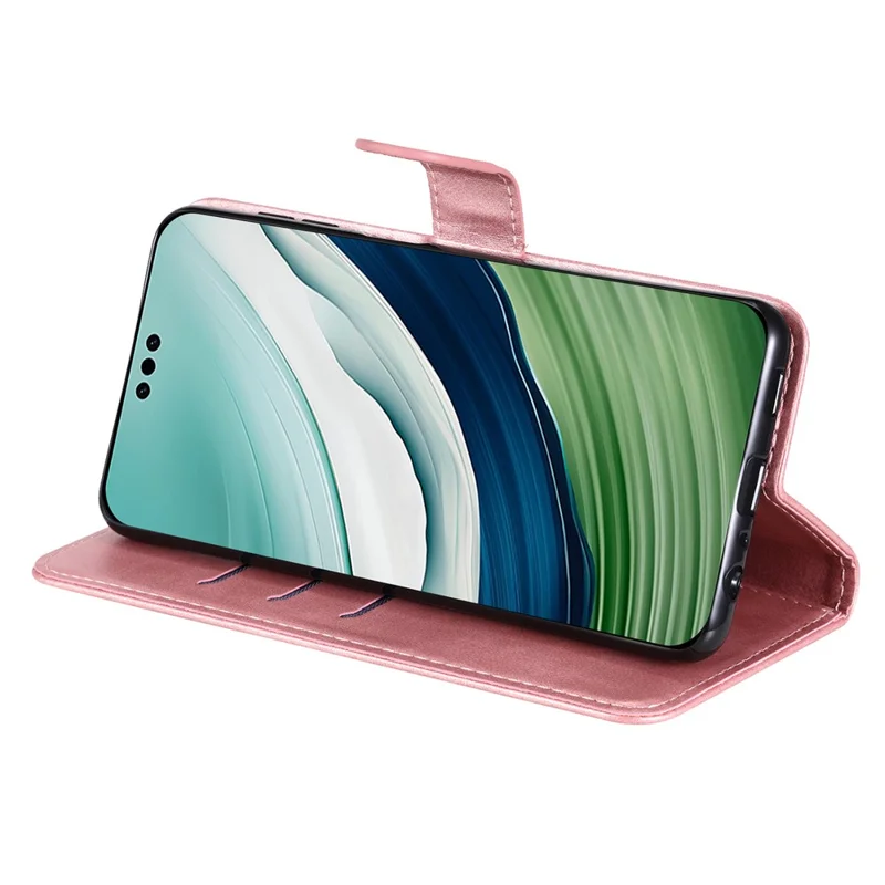 For Huawei Mate 60 Case Anti-Scratch Shell Zipper Pocket Wallet Stand Phone Cover - Pink
