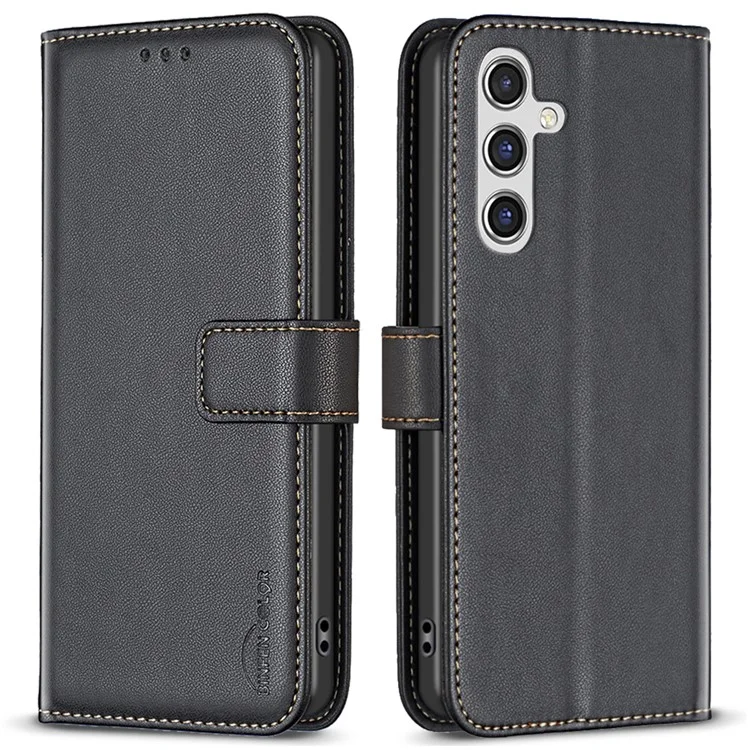 BINFEN COLOR BF17 para Samsung Galaxy A05s 4G Case Wallet PU Leather Stand Phone Cover - Preto