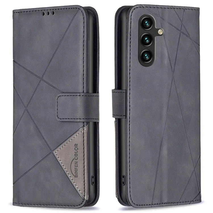 BINFEN COLOR BF05 Para Samsung Galaxy A05s 4G Capa Capa de Couro Carteira à Prova de Choque - Preta
