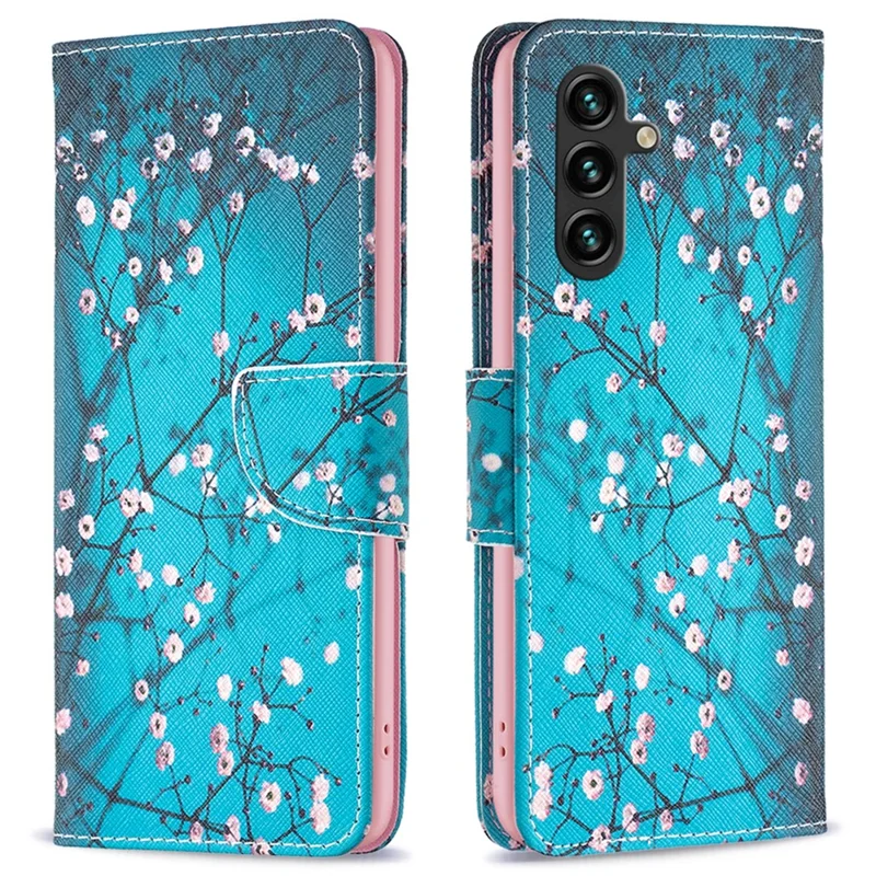 PU Leather Phone Cover for Samsung Galaxy A05s 4G Case with Wallet Stand - Plum Blossom