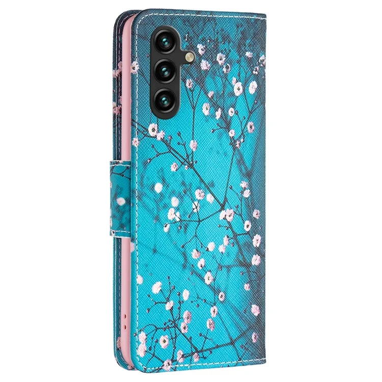 PU Leather Phone Cover for Samsung Galaxy A05s 4G Case with Wallet Stand - Plum Blossom