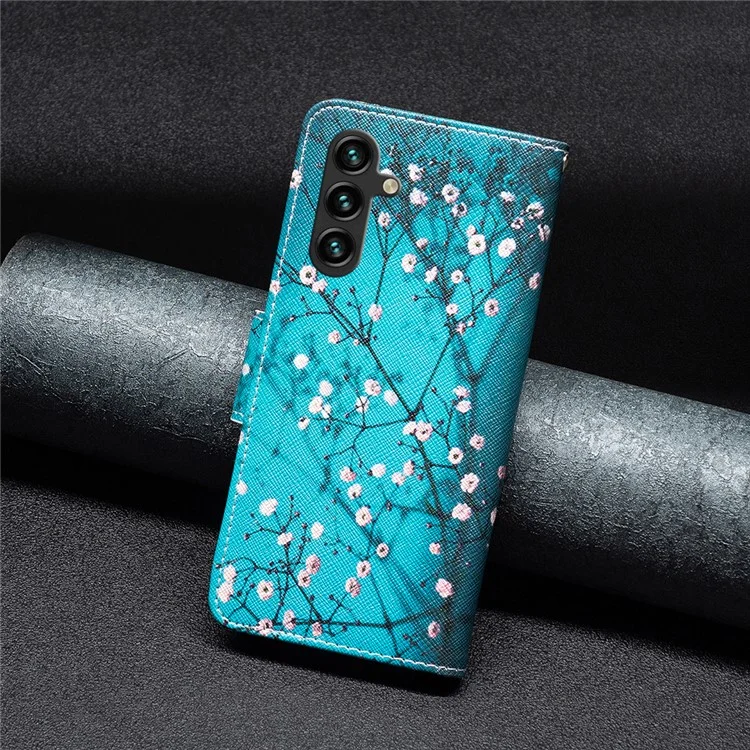 PU Leather Phone Cover for Samsung Galaxy A05s 4G Case with Wallet Stand - Plum Blossom