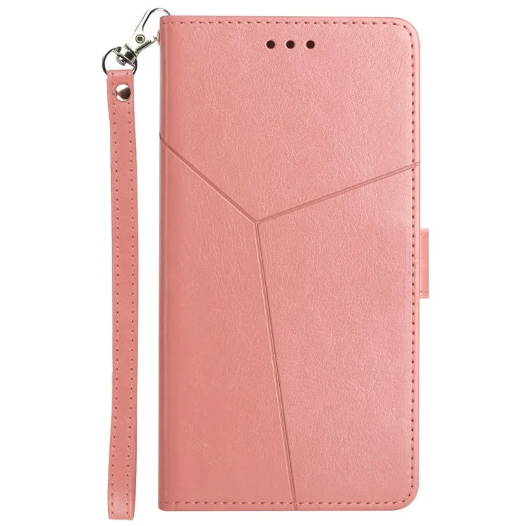 HT01 For Samsung Galaxy A05s 4G Case PU Leather Y-shaped Line Imprinted Wallet Phone Cover - Pink