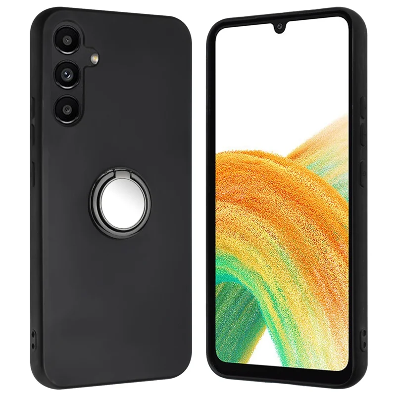 Obudowa do Samsung Galaxy A05s 4G, matowa obudowa ochronna z tworzywa TPU z uchwytem-obrotowym - Czarna