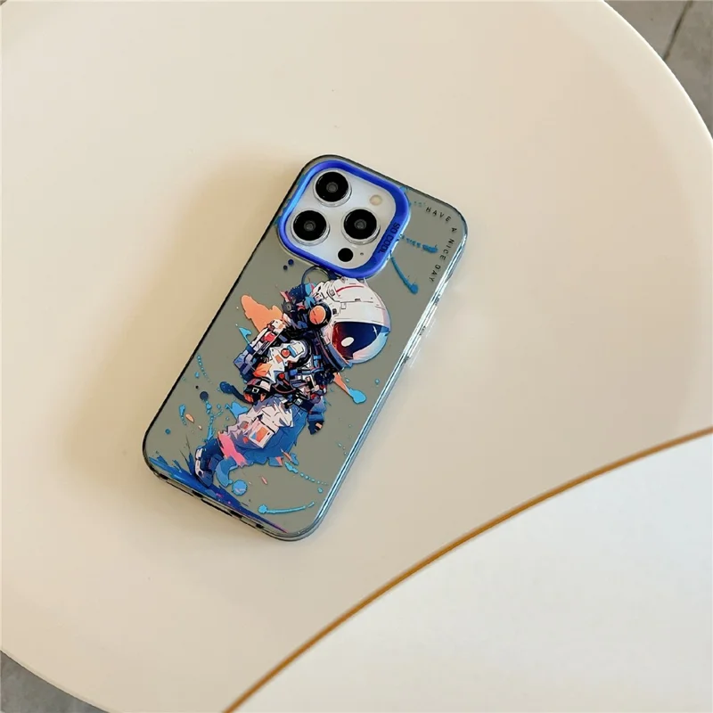 For iPhone 15 Pro Phone Case PC+TPU Graffiti Animal Pattern Design Cover - Tattered Astronaut