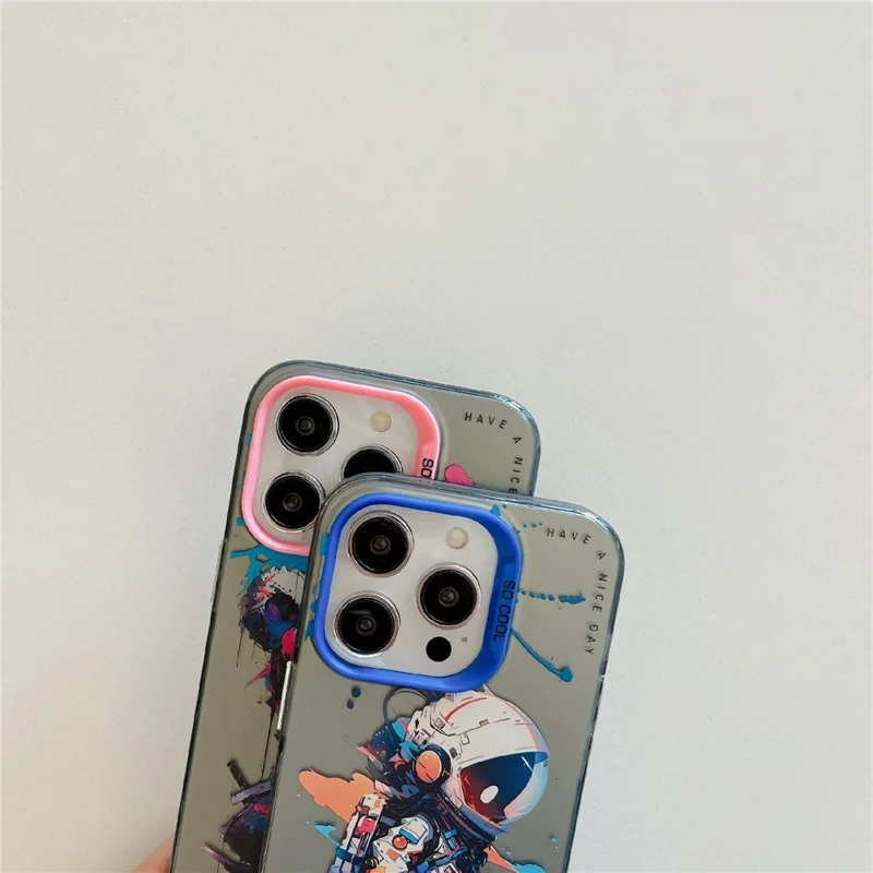 For iPhone 15 Pro Phone Case PC+TPU Graffiti Animal Pattern Design Cover - Tattered Astronaut