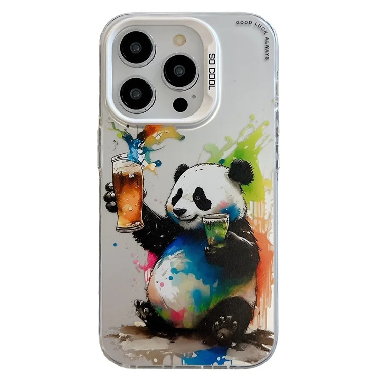 For iPhone 15 Pro Max PC+TPU Phone Cover Animal Pattern Printed Graffiti Case - Cheers Panda