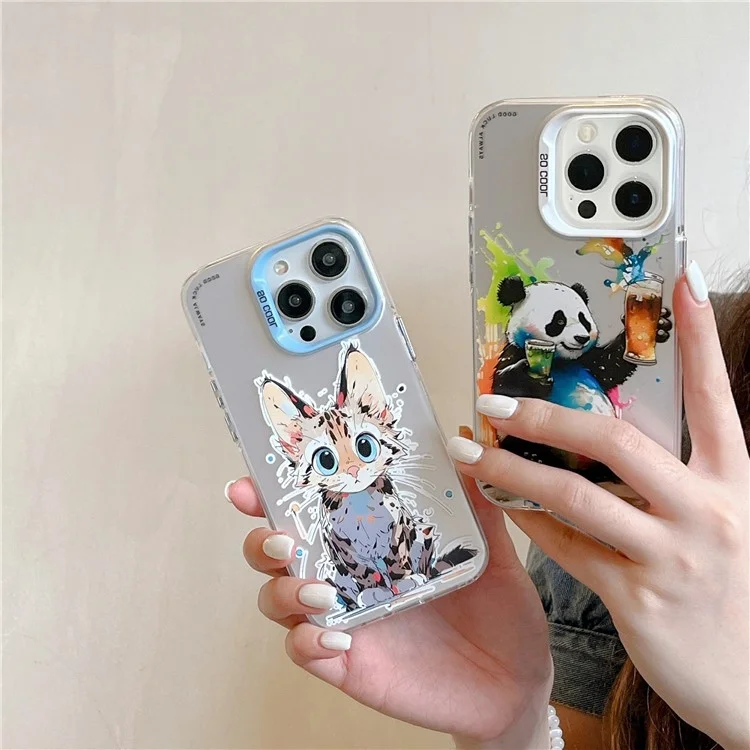 For iPhone 15 Pro Max PC+TPU Phone Cover Animal Pattern Printed Graffiti Case - Cheers Panda