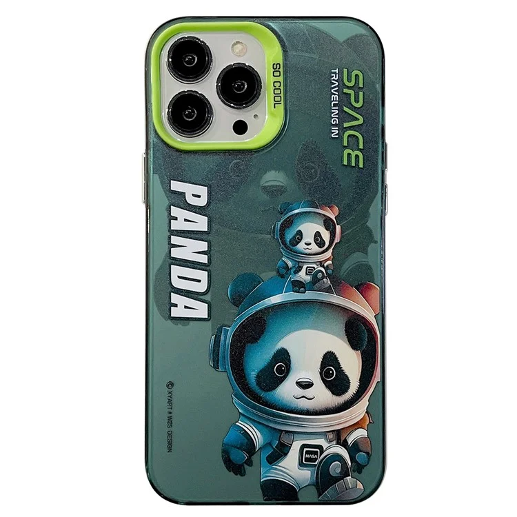 For iPhone 15 Pro Max PC+TPU Phone Case Panda Astronaut Pattern Printing Cover - Green Panda