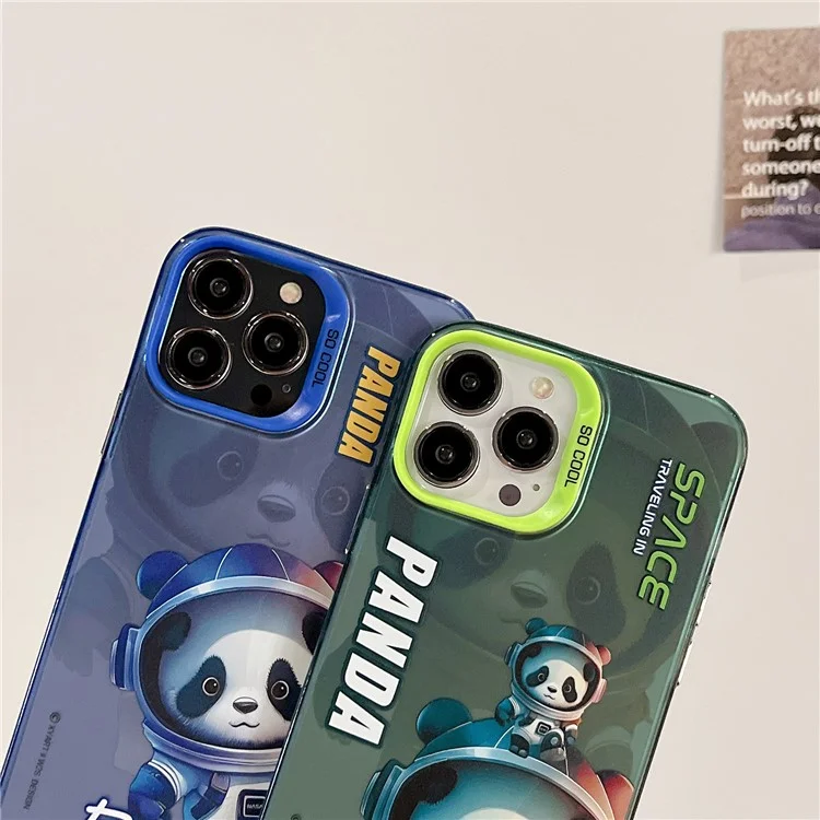 For iPhone 15 Pro Max PC+TPU Phone Case Panda Astronaut Pattern Printing Cover - Green Panda