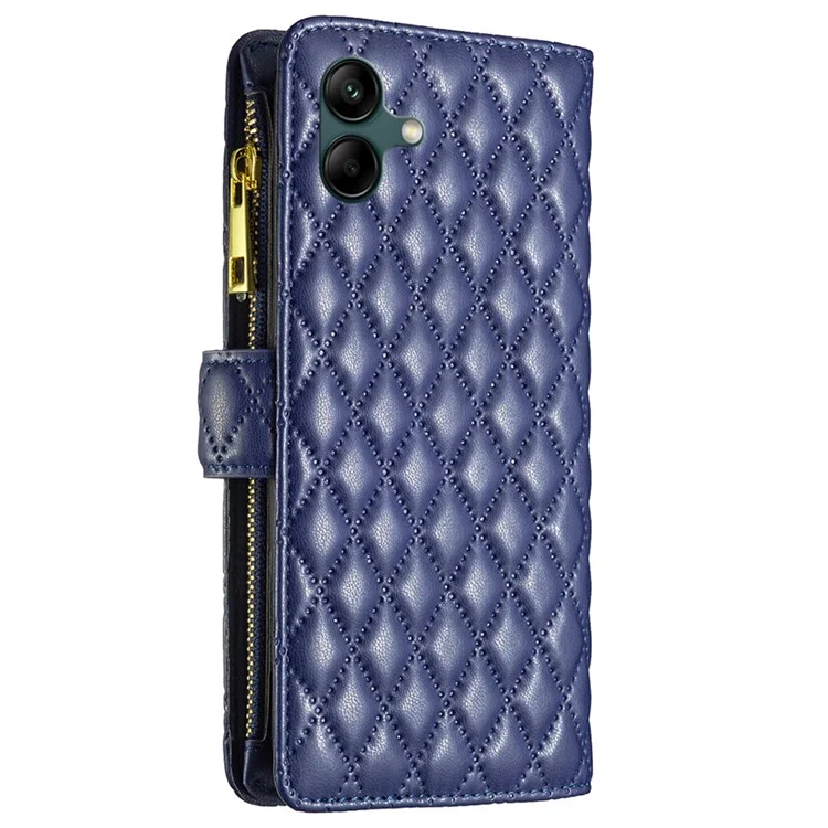 BINFEN COLOR BF Style-15 Per Samsung Galaxy A05 4G Custodia in Pelle con Cerniera Tasca Copertina per Telefono - Blu