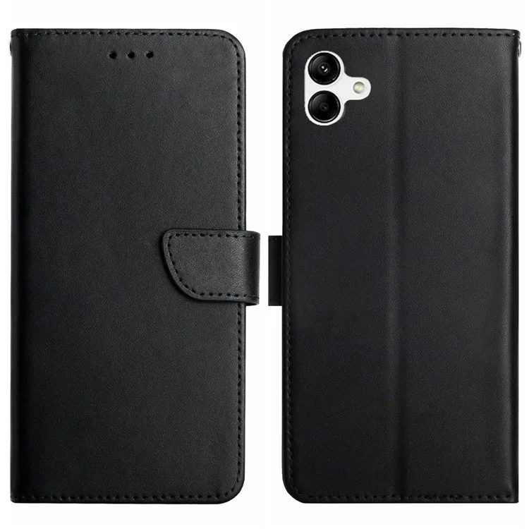 HT02 para Samsung Galaxy A05 4G Funda Slim-Fit TPU + Genuino Cuero Vacuno Funda de Teléfono Móvil - Negro