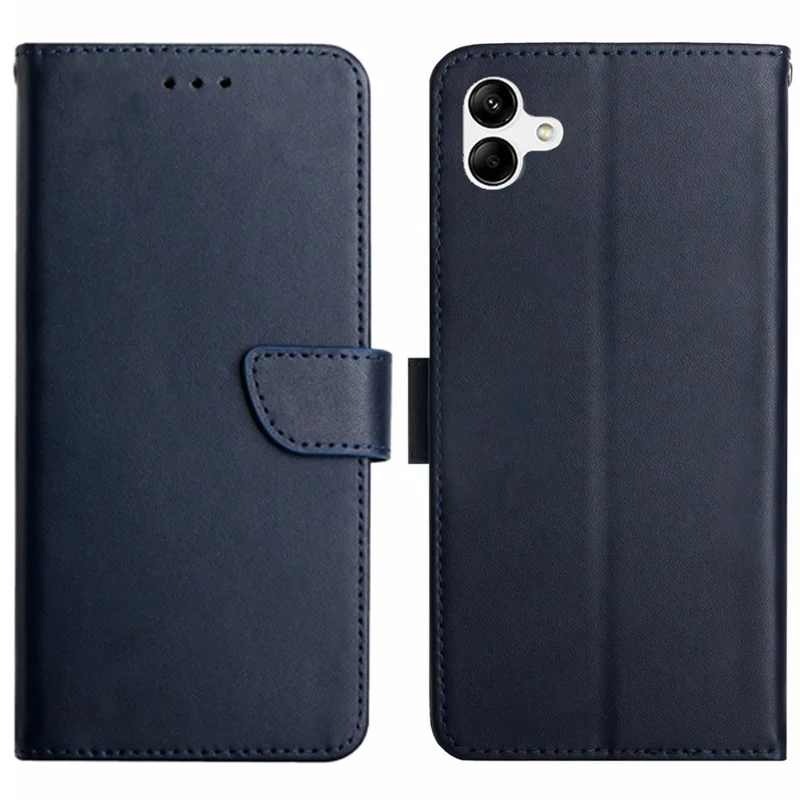 HT02 For Samsung Galaxy A05 4G Case Slim-Fit TPU + Genuine Cow Leather Cell Phone Cover - Blue