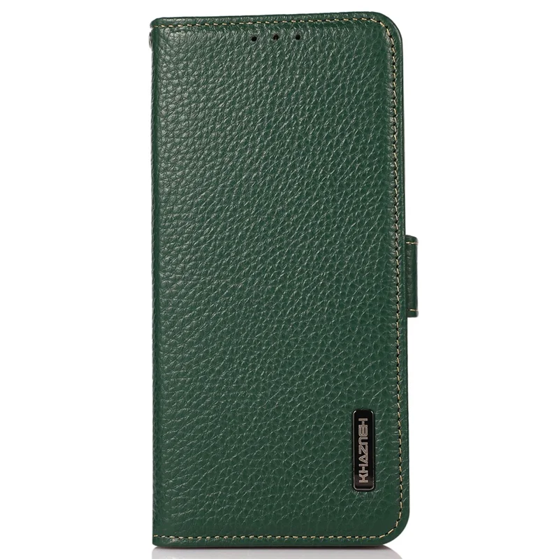 KHAZNEH Pour Huawei Mate 60 Pro Case RFID Blocking Litchi Texture Genuine Cow Leather Cover - Green