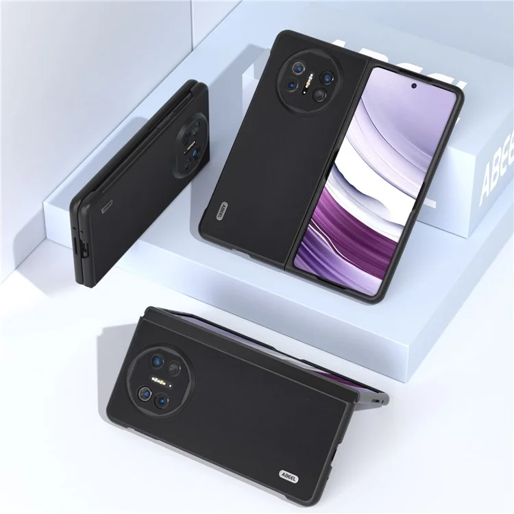 ABEEL Para Huawei Mate X5 Case Suave-toque Couro Genuíno de Vaca+PC Capa Protetora - Preto