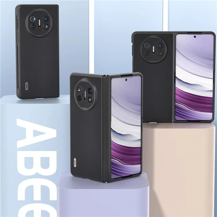 ABEEL Para Huawei Mate X5 Case Suave-toque Couro Genuíno de Vaca+PC Capa Protetora - Preto