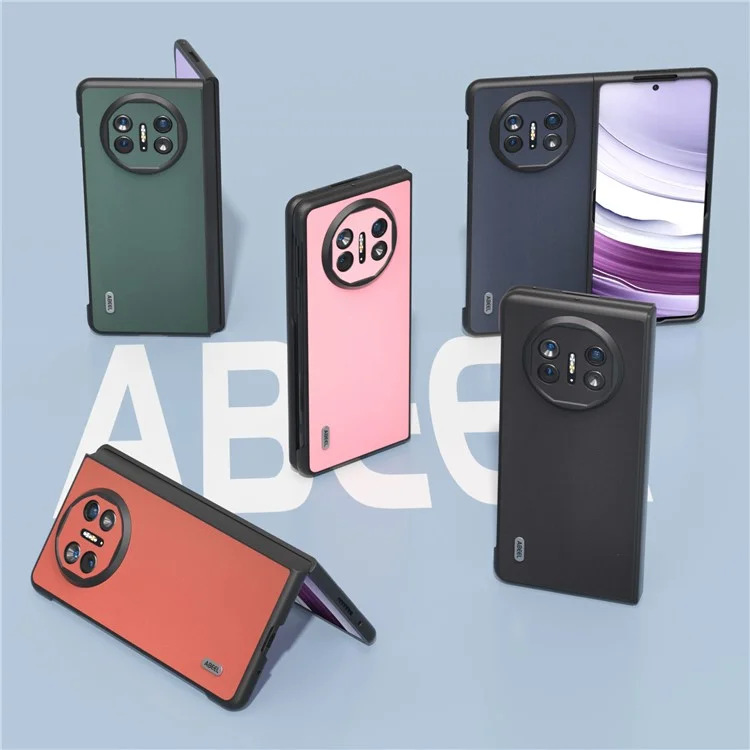 ABEEL Para Huawei Mate X5 Case Suave-toque Couro Genuíno de Vaca+PC Capa Protetora - Preto