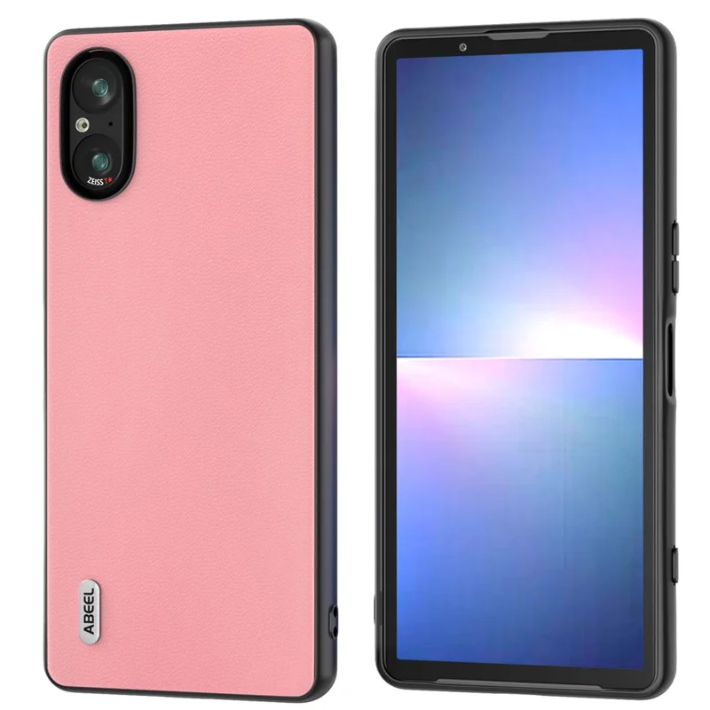 ABEEL For Sony Xperia 5 V Phone Case Smooth-touch Genuine Cow Leather Back Cover - Pink