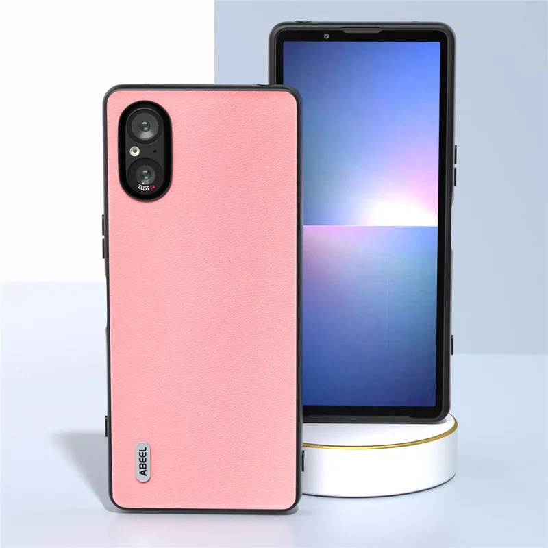 ABEEL For Sony Xperia 5 V Phone Case Smooth-touch Genuine Cow Leather Back Cover - Pink