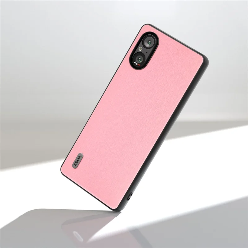 ABEEL For Sony Xperia 5 V Phone Case Smooth-touch Genuine Cow Leather Back Cover - Pink